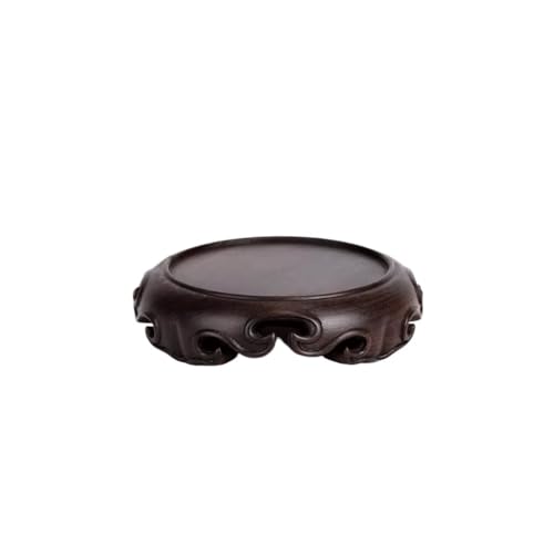QUANGJN Pcs Plants Saucers Mahogany Carved Round Teapot Fish Tank Buddha Statue Vase Flower Pot Ornament Base Solid Wood Bracket Plant Pot Saucers,