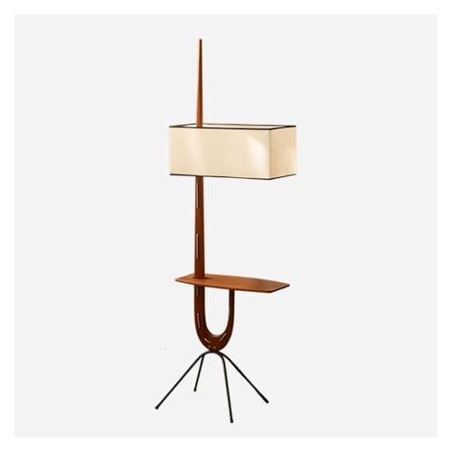 ZHONGCHENGWU Floor Lamp Modern Wood Floor Lamp with Side Table,Living Room Standing Light with Shelves