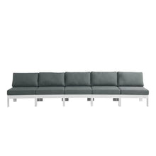 Outdoor Escape Gray Fabric Outdoor Patio Modular Sofa with Contemporary Style, Comfortable Seating, Durable Material, 150-Inch Width