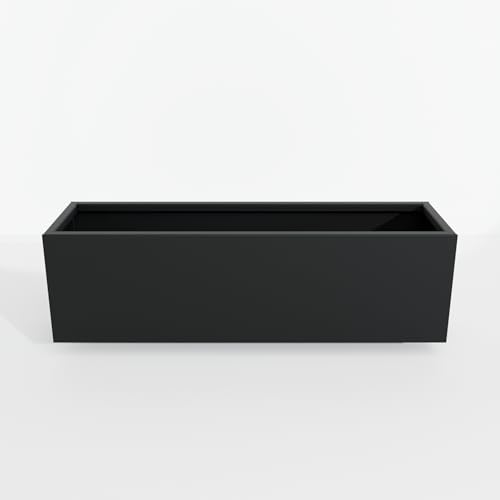 Modern Black Steel Rectangle Planter Box (46-in L x 14-in W x 14-in T)