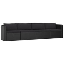 GKHPYURE 9 Piece Patio Lounge Set with Cushions Poly Rattan Black