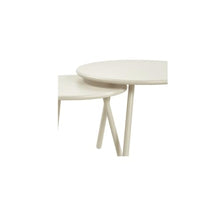 NADAAL STUDIOS Doran Outdoor Coffee Table, Round, Nesting Two-Piece, All-Steel Frame, Water Resistant, Cream - Set of 2