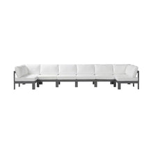 Outdoor Escape White Fabric Outdoor Patio Modular Sectional, Weather-Resistant Upholstery, Contemporary Design, Comfortable Seating, Outdoor Furniture