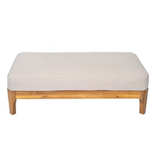 Christopher Knight Home Jack 47" Outdoor Bench with Cushion, Modern Patio Ottoman, Rectangular Bench with Solid Acacia Wood Base, Garden Bench for Patio Deck Backyard Entryway, Teak+ Beige