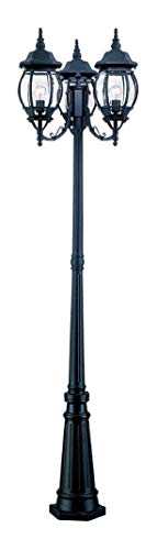 Three Light Matte Black Post Light