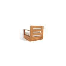 Safavieh Outdoor Couture Kauai Natural Solid Teak Wood Patio Chair with Beige Cushion