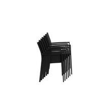 Afuera Living Aluminum Frame Patio Dining Chairs, 34" H x 21" W x 21" D, Black Finish, Set of 6, Stackable Modern Outdoor Seating, Rust-Resistant Durable Design for Patio or Garden Use