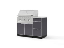 NewAge Products Classic Series 4PC Aluminum Slate Gray Modular Outdoor Kitchen Grill Island with 33" Performance Grill LP - 24"D x 49"W x 48.5"H