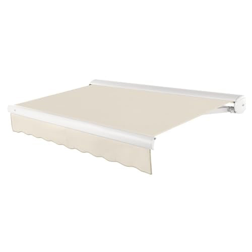 Awntech 24' Full Cassette Left Motor (24' x 10') Retractable Patio Awning, Linen Pin Stripe