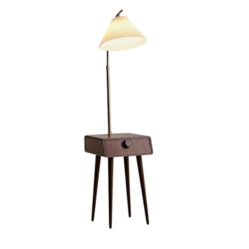 LUYOUBOZHU Floor Lamp Floor Lamp with Table, 3-Color Temperature Table Lamps for Living Room, Bedroom, Modern Floor Lamp with Drawer(Brown)