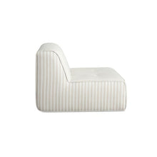 NADAAL STUDIOS Auvian Outdoor Slipper Chair, Low Lounge Profile, Acrylic Upholstery, Quick-Dry Foam, Aluminum Frame, Brown Stripe