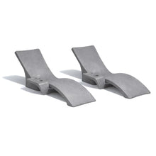 Global Pool Products 2 Lounge Chairs with Connecting Table - Patio Lounge Chair with Table for All Pool Types - Gray GPP-LFS-G