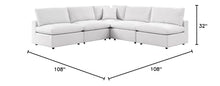 Modway Commix 5-Piece Modern Fabric Patio Sectional Sofa in White