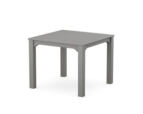 Martha Stewart by POLYWOOD® Chinoiserie Parsons 38" Square Dining Table in Slate Grey