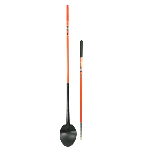 TiiGER Eastern Spoon Shovel – Heavy Duty Digging Tool with Sectional Fiberglass Handle, Steel Head, Trenching, Landscaping & Utility Work - 10 Feet