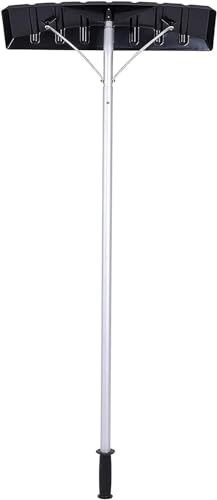 Snow Shovels Snow Shovel, Telescopic Pole Roof Rake Snow Removal System, Aluminum Head Used to Remove Roof Snow Accumulators are Often Suitable for Snow/Leaf/Debris Removal Tools, Black