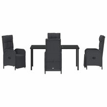 FUDUGEHMIOFWFJJ Modern 5-Piece Outdoor Dining Set with Cushions, Black Poly Rattan Patio Furniture Set with Tempered Glass Table for Garden, Backyard, Balcony