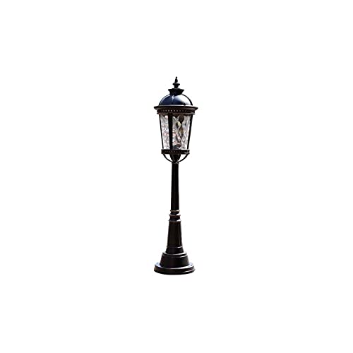 PeiyuLight Modern Outdoor Aluminum and Glass Light Pole - Waterproof Decorative Lamp for Garden, Deck, and Patio (Black)