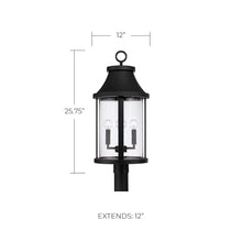 Capital Lighting 953645BK Bridger Transitional Clear Seeded Glass Outdoor Post Lantern, 4-Light 240 Total Watts, 26" H x 12" W, Black