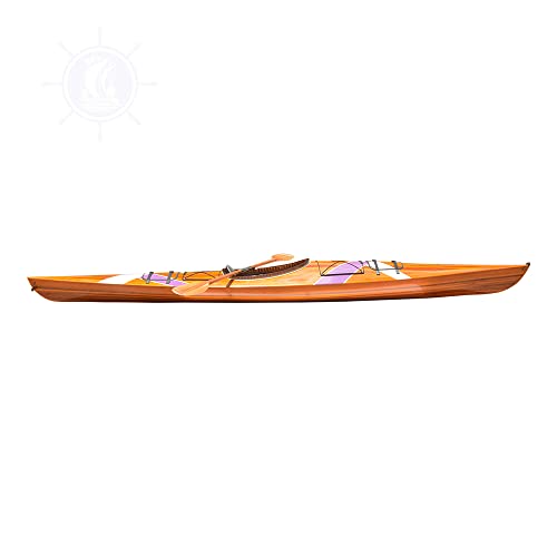 Wooden Boat USA Wooden Kayak with 2 Stripes 15-Feet Natural Wood