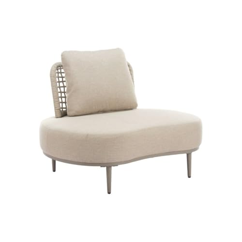 Outdoor Escape Beige Outdoor Club Chair with Cushions, Extra Wide Design for Patios, Modern Lounge Seating with Rattan Texture and Sturdy Aluminum Base