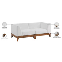 Meridian Furniture 389White-S62 Rio Collection Modern | Contemporary Outdoor Patio Off White Resilient Water Resisting Fabric Modular Sofa with Durable Acacia Wood Frame