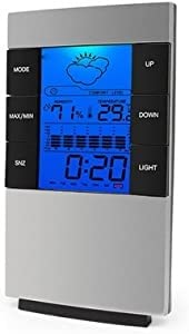 DULASP Thermometer Hygrometer Weather Station Clock Room Temperature and Humidity Monitor Gauge Battery Operated