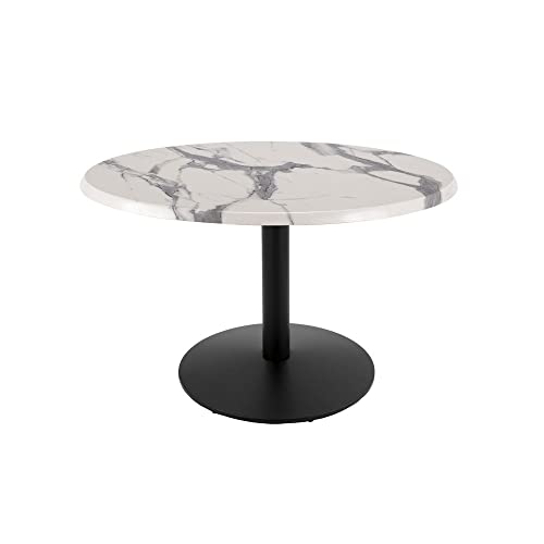Holland Bar Stool OD214-2230BWOD36RWM 30 in. Tall OD214 Indoor & Outdoor All-Season Table with 36 in. Diameter White Marble Top