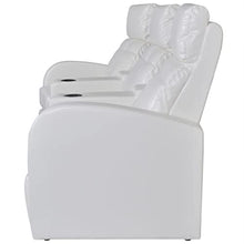Fisinber 3-Seater Recliner Sofa White Faux Leather Manual Reclining Couch with Adjustable Armrests and Cup Holders Modern Home Theater Seating for Living Room Lounge