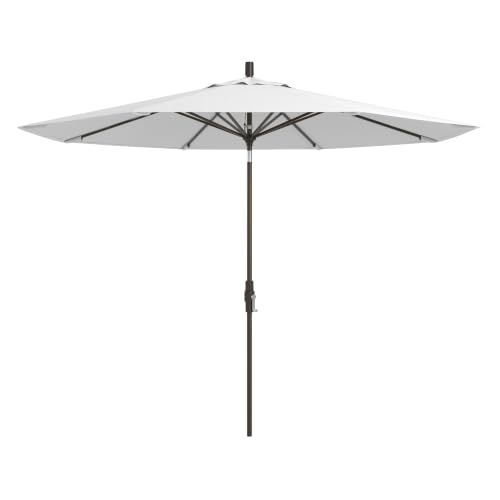 California Umbrella 10-Year Protection 11-Ft Outdoor Patio Umbrella, Pacifica Fade-Resistant Fabric, Crank Lift, 8-Rib Aluminum Frame, Bronze Pole, Natural