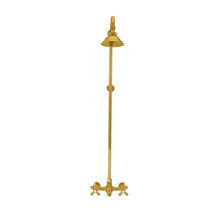Outdoor Exposed Shower System 36"Wall Mounted Set with 12"Shower Head and Cross Handels in Unlacquered Polished Brass