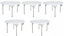 Pack 5 4 Feet Bi Folding Table White 48 Round Folding Table Fold In Half Round Plastic Table Plastic Card Table Outdoor Furniture Four Foot Folding In Half Table Outdoor Table Outdoor Tables