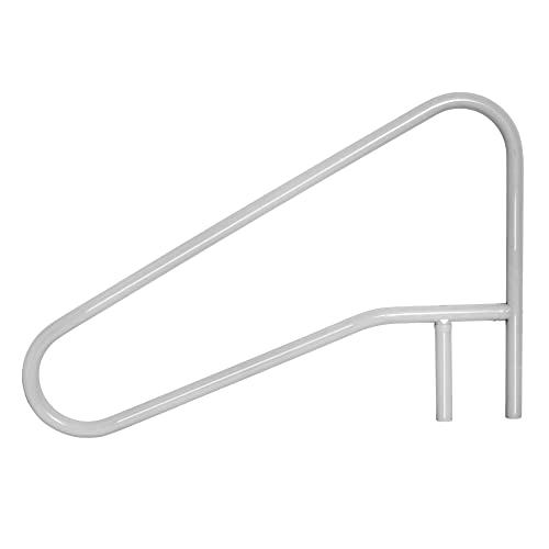Rust Proof Cross-Braced Gray Model CBRTD-354-G Return-to-Deck Swimming Pool "Dip" Handrail. Three Bend, 32" Tall x 54" Wide. Matching Color Escutcheons & Freight Included.