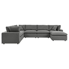 Modway EEI-5591-CHA Commix 7-Piece Outdoor Patio Sectional Sofa, Charcoal