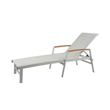 Hassyee All Weather Outdoor Chaise Lounge w/Aluminum Frame for Poolside, Sunbathing Lounger w/Mesh Seating for Balcony, Patio Reclining Sunbed w/Adjustable Backrest for Porch (White-Set of 2)