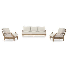 Signature Design by Ashley Carter Hall Outdoor Eucalyptus Patio Lounge Chair with Cushion Linen