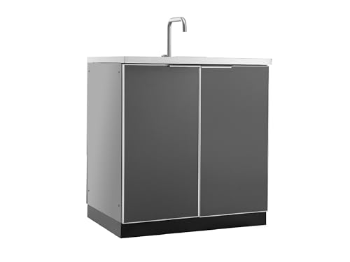 NewAge Products Classic Series 32-Inch Aluminum Outdoor Kitchen Sink Cabinet - Slate Gray, 24" D x 32" W x 36.5" H