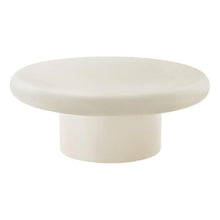 Modway Argos Round Concrete Coffee Table in White - Cement Low Coffee Table for Sitting on The Floor - Weather Resistant Stone Patio Coffee Table - Indoor Outdoor 34 Inch Center Table