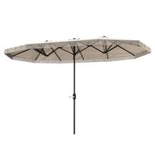 Amgalers 15ft Double-Sided Patio Umbrella with Fringe, Crank Lift, Large Outdoor Shade for Backyard, Pool(Cream White)