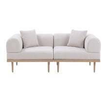 Outdoor Escape Beige Fabric 2-Piece Outdoor Modular Loveseat, Cushions, Weather-Resistant Material, Contemporary Style, Comfortable Patio Or Garden Seating