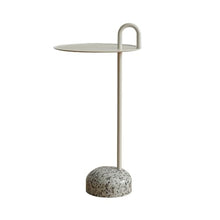 DINBOZ26X Living Room Table Iron Sofa Side Table Modern Home Coffee Stone Corner Storage with Handle Outdoor Side Table(White)