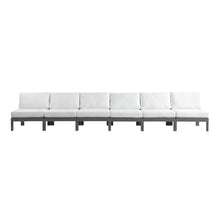 Outdoor Escape White Fabric Patio Modular Sofa 180 Inch with Cushioned Seating and Supportive Back, Outdoor Sectional for Garden Deck Backyard Lounge