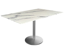 HBS 30" Tall OD214 Indoor/Outdoor All-Season Stainless Steel Table with 32" x 48" White Marble EuroSlim Top
