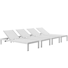 Outdoor Escape White Aluminum Chaise Set of 4, Lounge Chairs with Backrest Adjustment, Weather-Resistant Frame for Patio and Poolside Relaxation