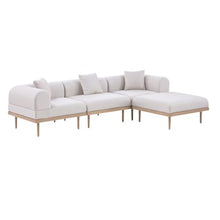 Outdoor Escape Beige Fabric 4-Piece Outdoor Modular Sectional with Cushioned Seating, Contemporary Style, Includes Pillows, Weather-Resistant Construction