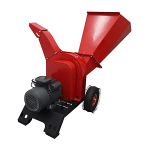 Yokoma Electric Wood Chipper Shredder Garden Waste Mulcher Tree Branch Crusher 50mm Max Branch Diameter Rotatable Discharge Chute 3KW 220V