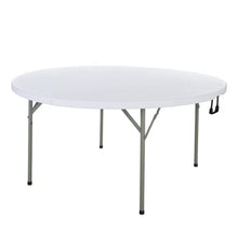 PRO&Family 10 Pack! 60" Round Heavy-Duty Granite White Plastic Bi-Folding Table. Folding Desk Bar Coffee Table Folding Camping Table Outdoor Bar Portable Foldable Bistro Table