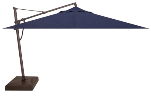 Treasure Garden AKZ PLUS Cantilever Umbrella 10'x13' Rectangular Sunbrella Spectrum Indigo Canopy and Bronze Frame with Rolling Base