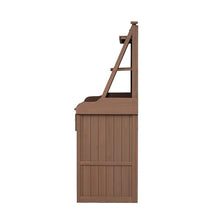 FAVSH Potting Bench Table, 65" Solid Fir Wood Gardening Table with Three-Tier Storage Shelf, Two Drawer and Cabinet, Large Gardening Workstation for Patio, Porch, Kitchen, Dining Room,Brown