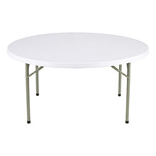 Norwood Commercial Furniture 5' Round Multipurpose Plastic Folding Table for Parties and Events, Portable Blow-Molded Indoor/Outdoor Event Table, White